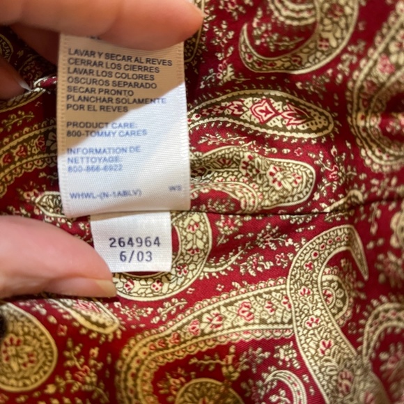 Vintage Tommy Hilfiger Corduroy Double Breasted Jacket Tan Paisley Lined Medium - Picture 8 of 9